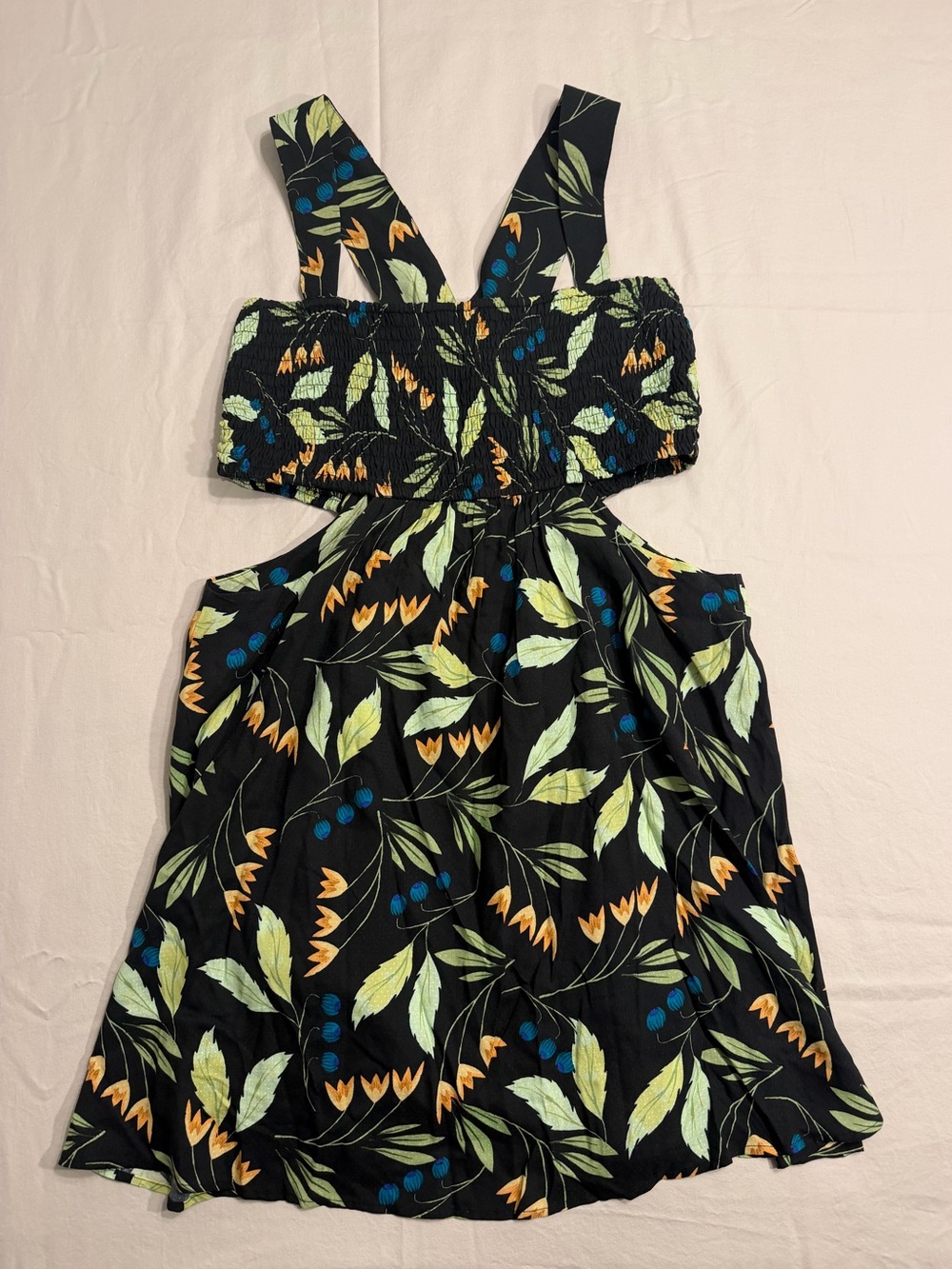 NWT Anthropologie Brenda Quinn Bandeau Cutout Dress XL Black Floral